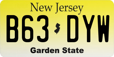 NJ license plate B63DYW