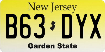 NJ license plate B63DYX