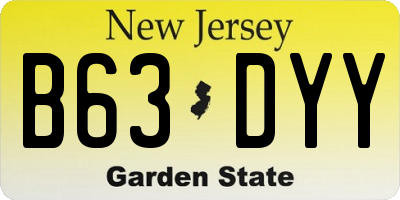 NJ license plate B63DYY
