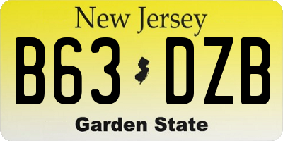 NJ license plate B63DZB