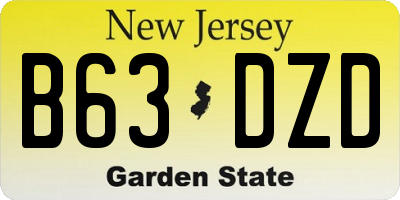 NJ license plate B63DZD