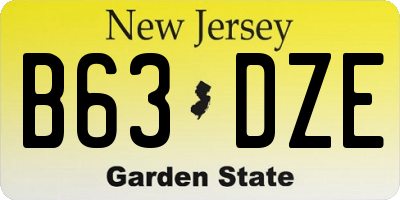 NJ license plate B63DZE