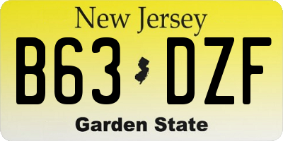 NJ license plate B63DZF