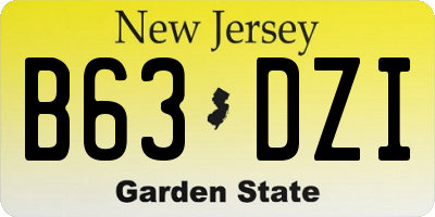 NJ license plate B63DZI