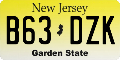 NJ license plate B63DZK