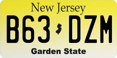 NJ license plate B63DZM