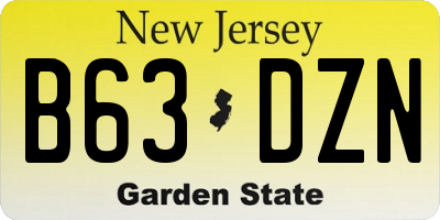 NJ license plate B63DZN