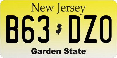 NJ license plate B63DZO
