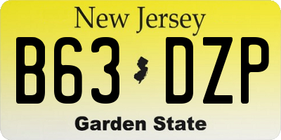 NJ license plate B63DZP