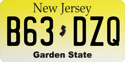 NJ license plate B63DZQ