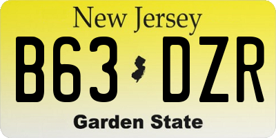 NJ license plate B63DZR