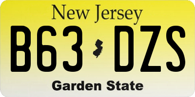 NJ license plate B63DZS