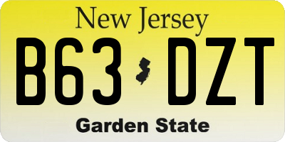 NJ license plate B63DZT