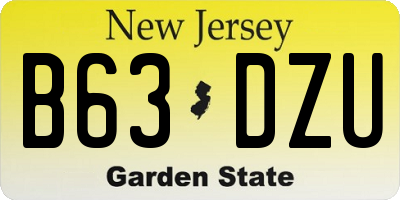 NJ license plate B63DZU
