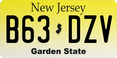 NJ license plate B63DZV
