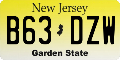 NJ license plate B63DZW