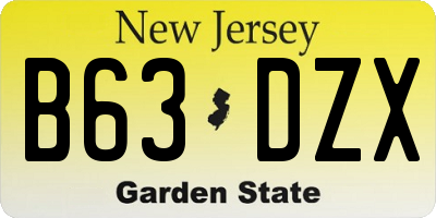 NJ license plate B63DZX