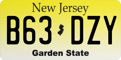 NJ license plate B63DZY