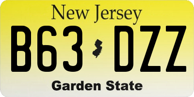 NJ license plate B63DZZ
