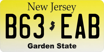 NJ license plate B63EAB