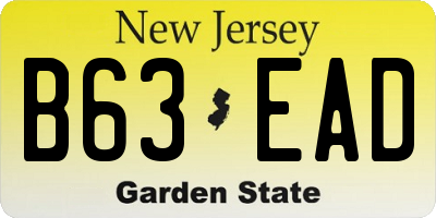 NJ license plate B63EAD