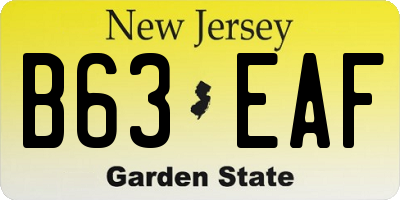 NJ license plate B63EAF