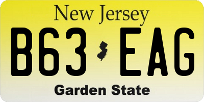NJ license plate B63EAG