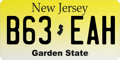 NJ license plate B63EAH
