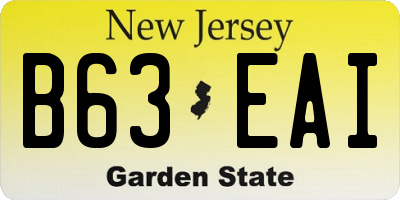 NJ license plate B63EAI