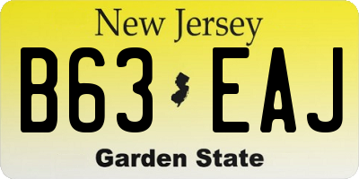 NJ license plate B63EAJ