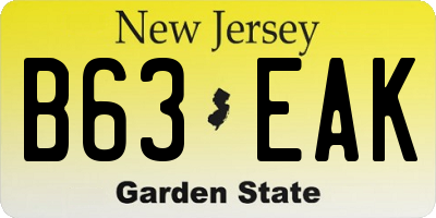 NJ license plate B63EAK