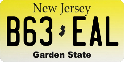 NJ license plate B63EAL