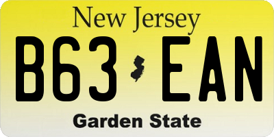 NJ license plate B63EAN