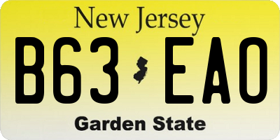 NJ license plate B63EAO