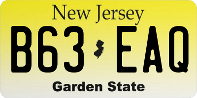 NJ license plate B63EAQ