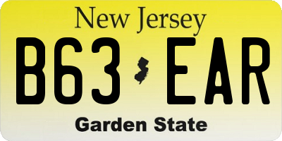NJ license plate B63EAR