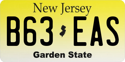 NJ license plate B63EAS