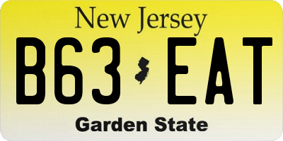 NJ license plate B63EAT