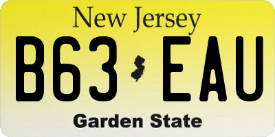 NJ license plate B63EAU