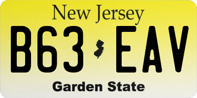 NJ license plate B63EAV