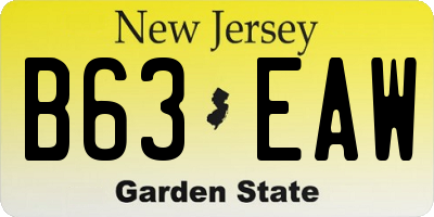 NJ license plate B63EAW