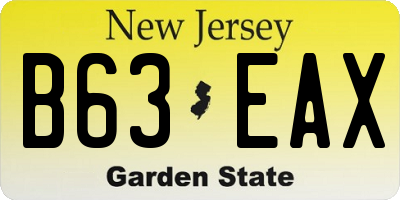 NJ license plate B63EAX