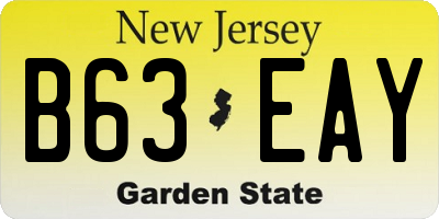 NJ license plate B63EAY