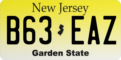 NJ license plate B63EAZ