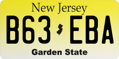 NJ license plate B63EBA