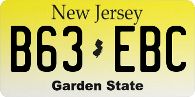 NJ license plate B63EBC