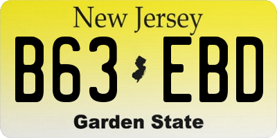 NJ license plate B63EBD