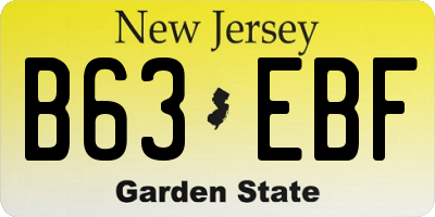 NJ license plate B63EBF