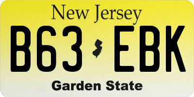 NJ license plate B63EBK