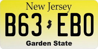 NJ license plate B63EBO